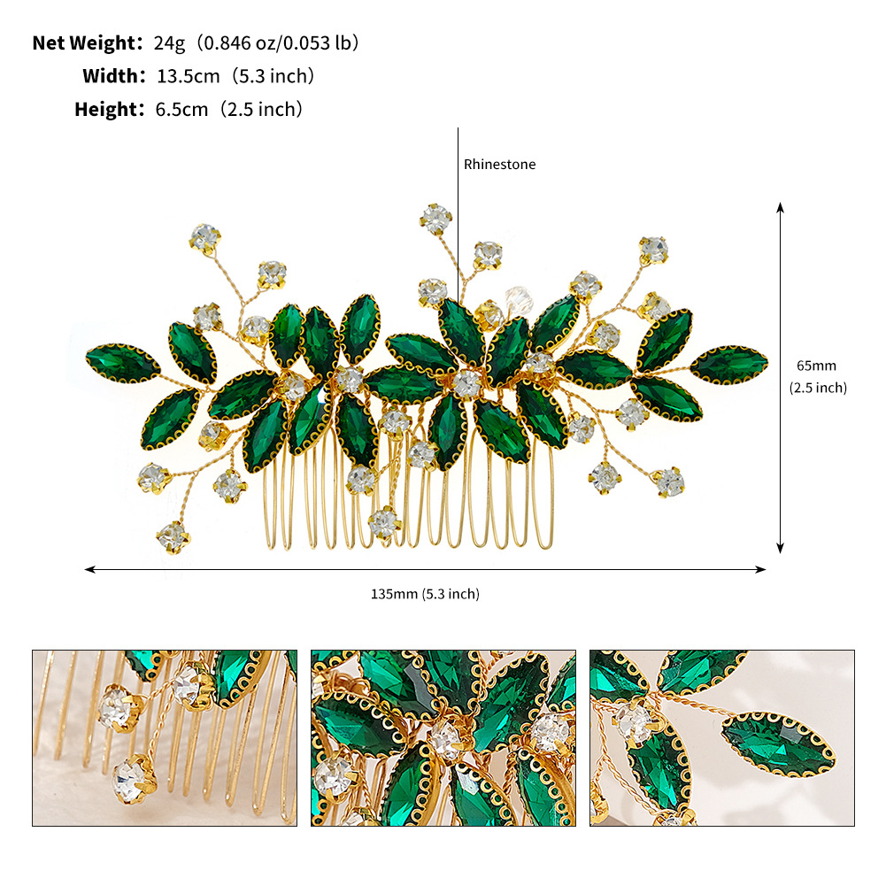 Retro Flower Rhinestone Insert Comb display picture 1