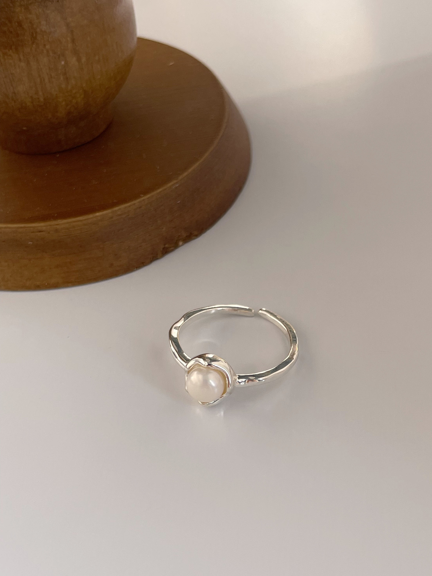 Commute Round Sterling Silver Plating Inlay Freshwater Pearl Open Rings display picture 6