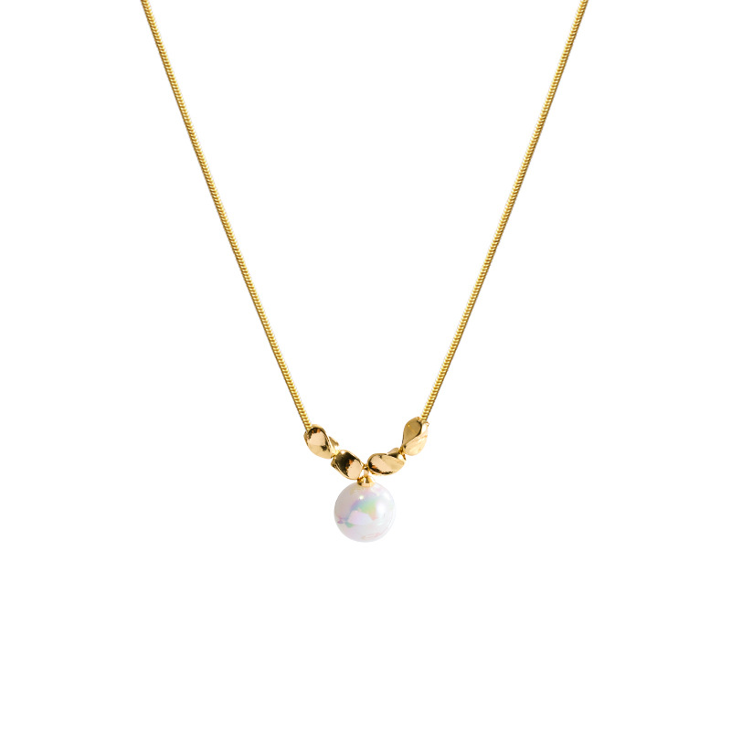 Einfacher Stil Geometrisch Kupfer Überzug Inlay Künstliche Perlen Vergoldet Halskette display picture 4
