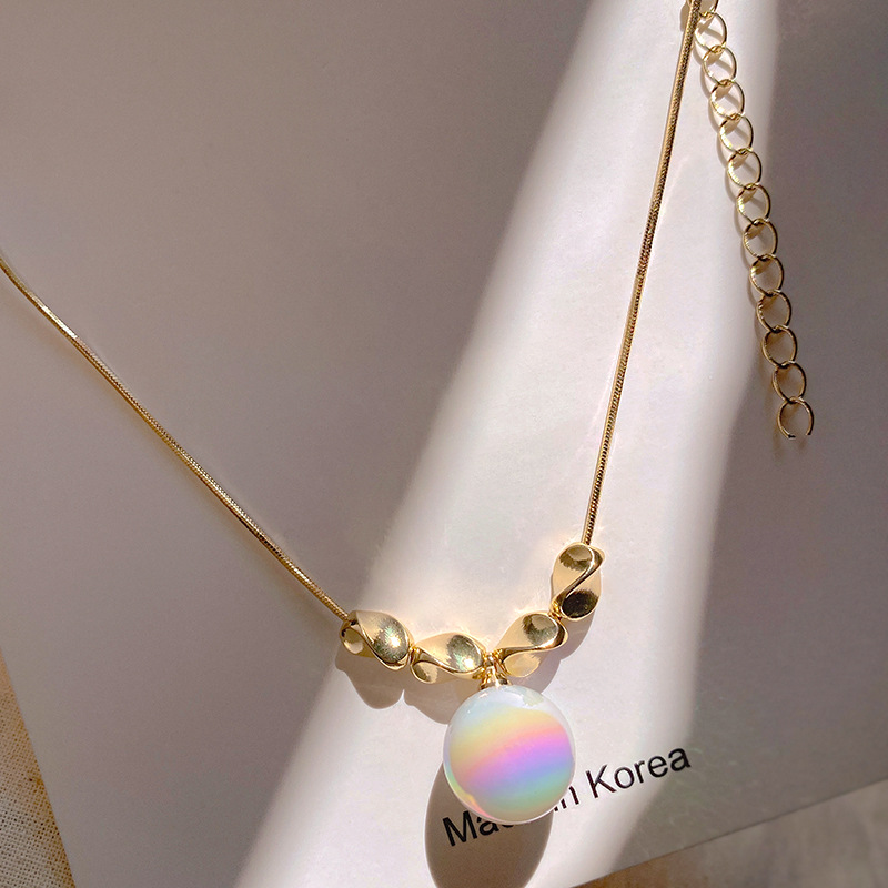 Einfacher Stil Geometrisch Kupfer Überzug Inlay Künstliche Perlen Vergoldet Halskette display picture 1