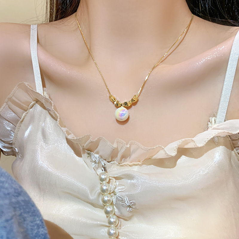 Einfacher Stil Geometrisch Kupfer Überzug Inlay Künstliche Perlen Vergoldet Halskette display picture 2