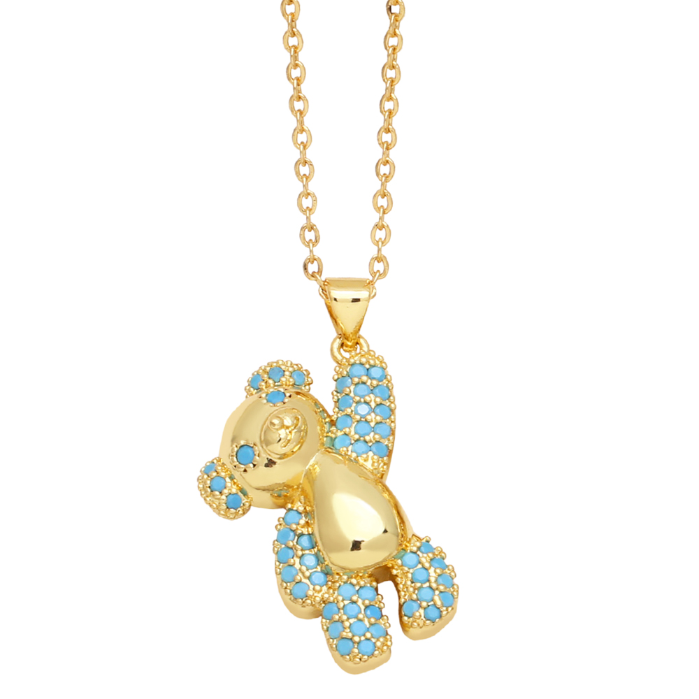 Cute Sweet Simple Style Little Bear Copper 18k Gold Plated Zircon Necklace In Bulk display picture 3