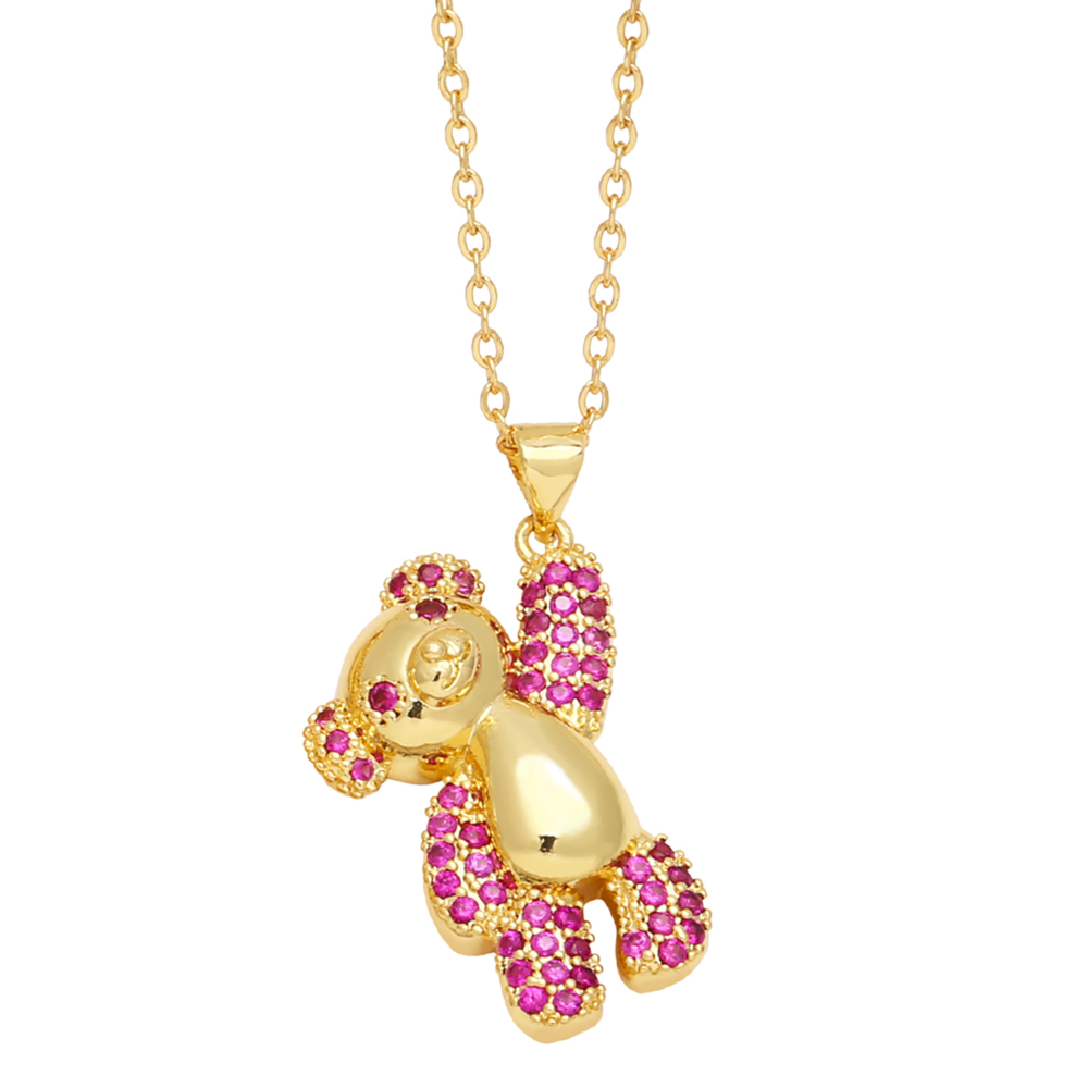 Cute Sweet Simple Style Little Bear Copper 18k Gold Plated Zircon Necklace In Bulk display picture 5