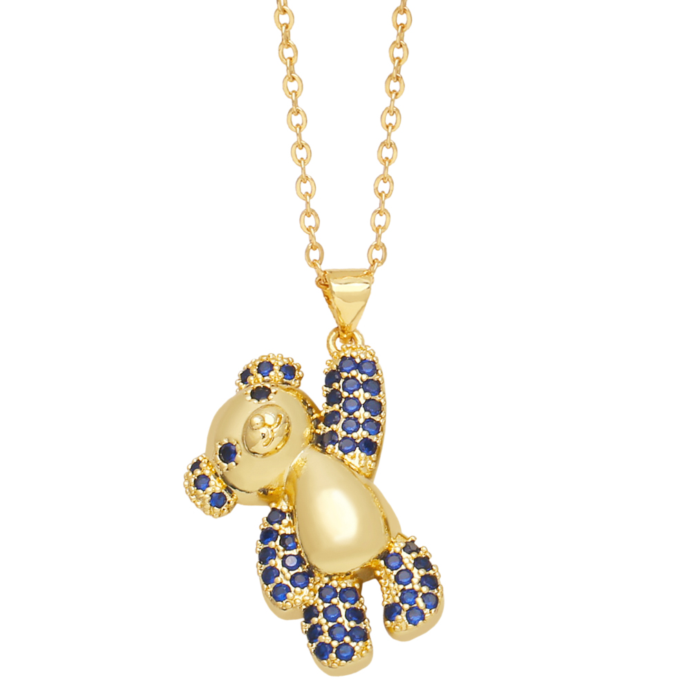 Cute Sweet Simple Style Little Bear Copper 18k Gold Plated Zircon Necklace In Bulk display picture 6