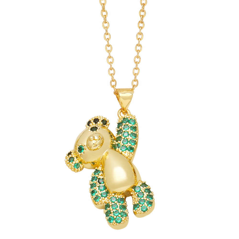 Cute Sweet Simple Style Little Bear Copper 18k Gold Plated Zircon Necklace In Bulk display picture 7