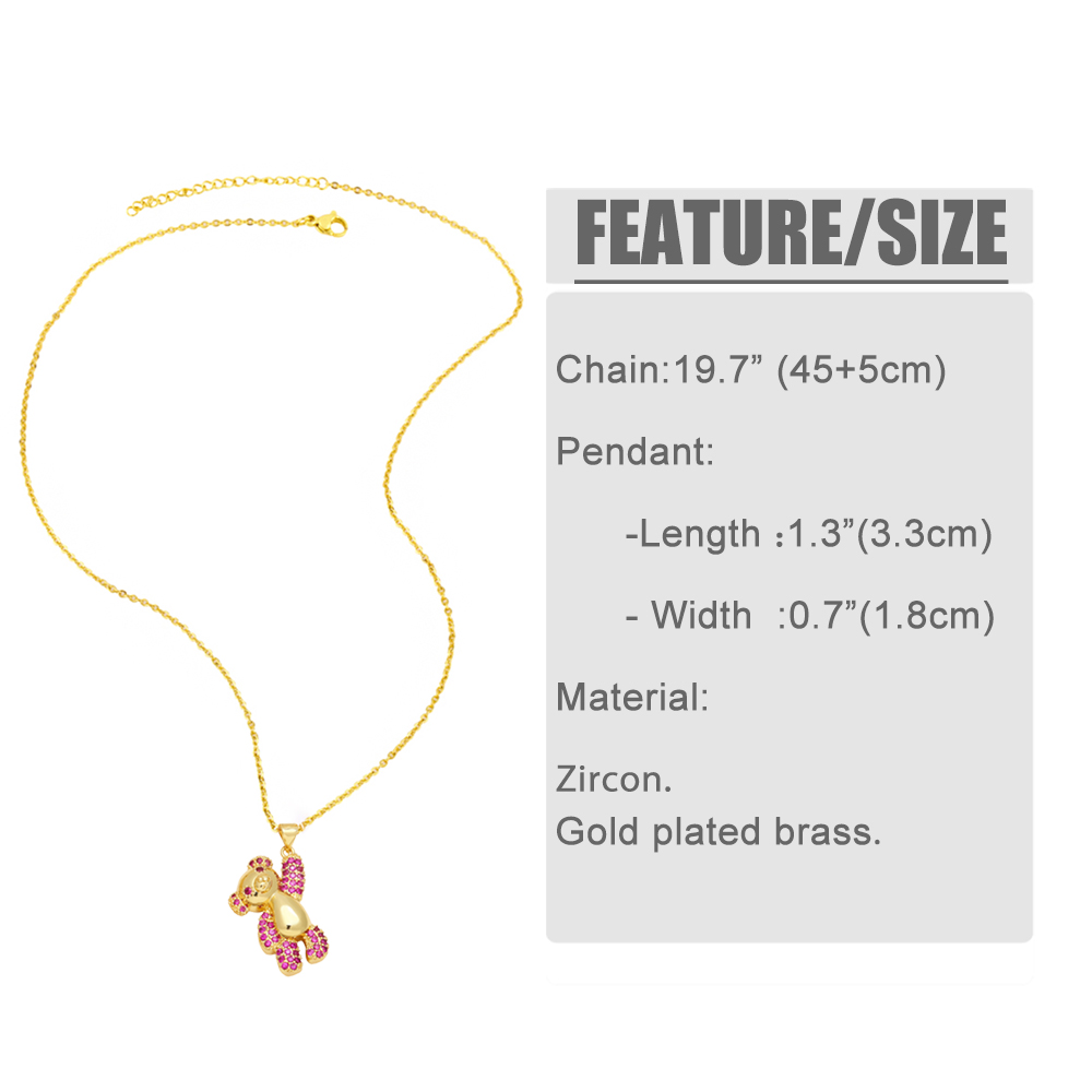 Cute Sweet Simple Style Little Bear Copper 18k Gold Plated Zircon Necklace In Bulk display picture 1