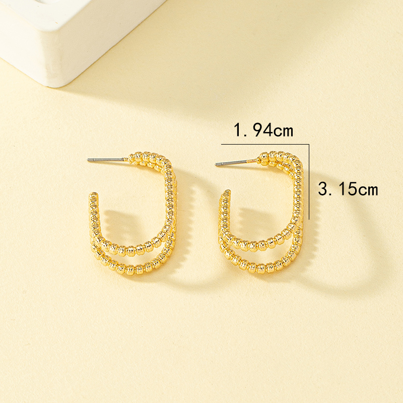 1 Pair Lady Oval Plating Hollow Out Alloy 14k Gold Plated Ear Studs display picture 5