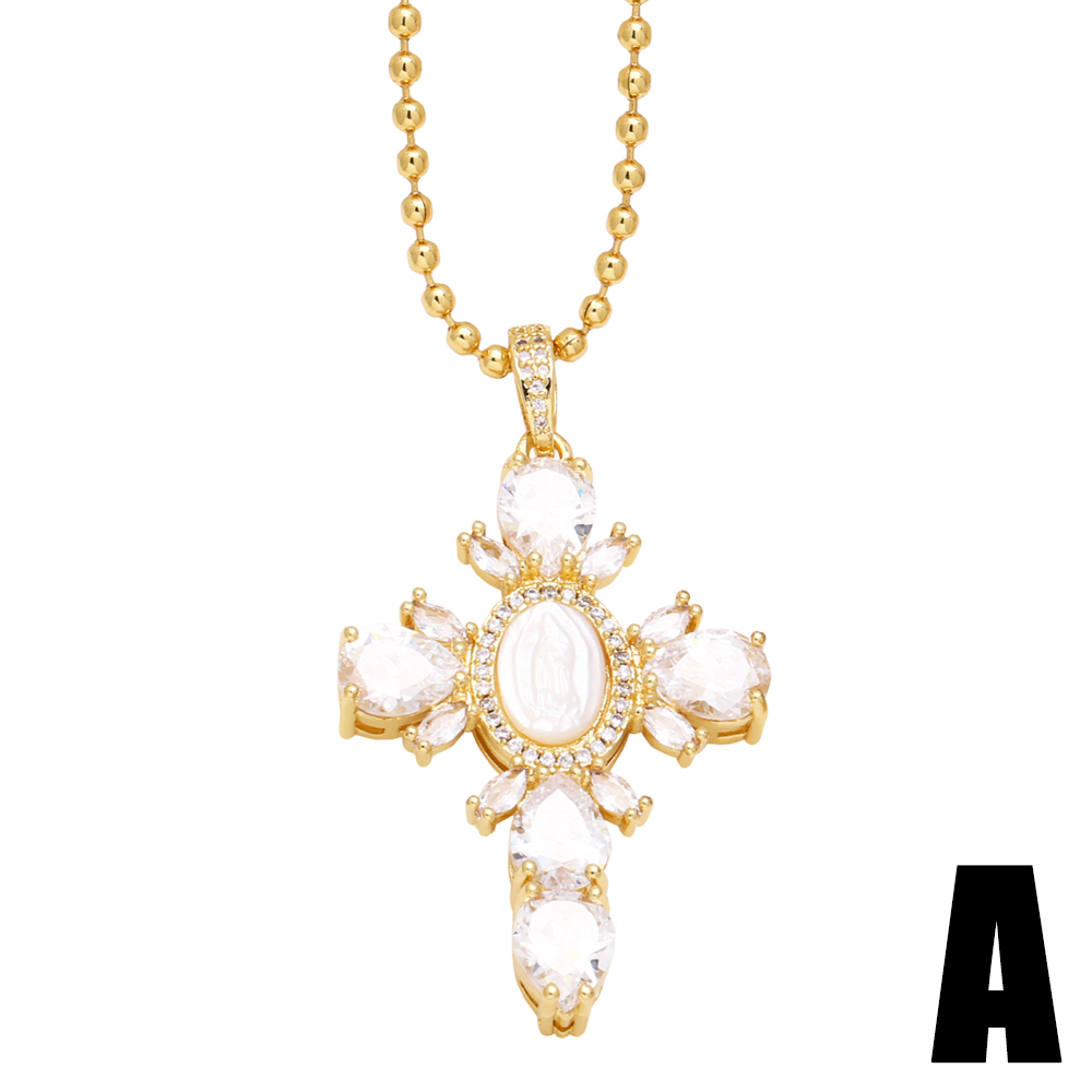 Original Design Fashion Cross Devil's Eye Copper Plating Inlay Zircon 18k Gold Plated Necklace display picture 3