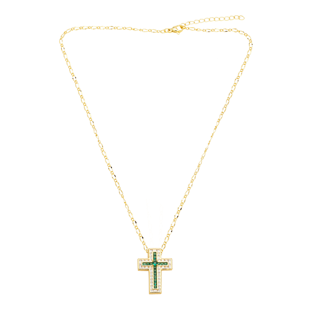 Fashion Simple Style Cross Copper Plating Inlay Zircon 18k Gold Plated Necklace display picture 6