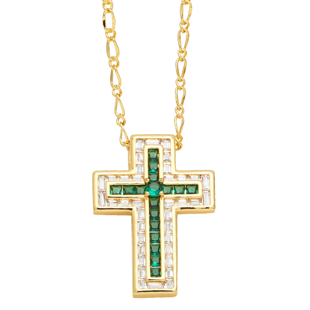 Fashion Simple Style Cross Copper Plating Inlay Zircon 18k Gold Plated Necklace display picture 3
