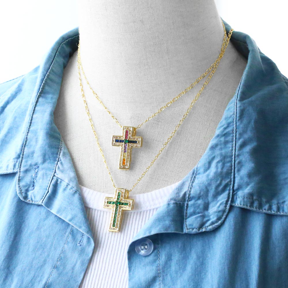 Fashion Simple Style Cross Copper Plating Inlay Zircon 18k Gold Plated Necklace display picture 8