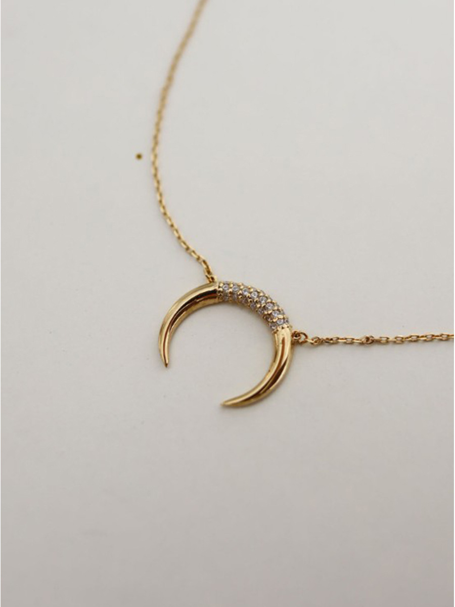 Basic Moon Sterling Silver Plating Pendant Necklace display picture 1