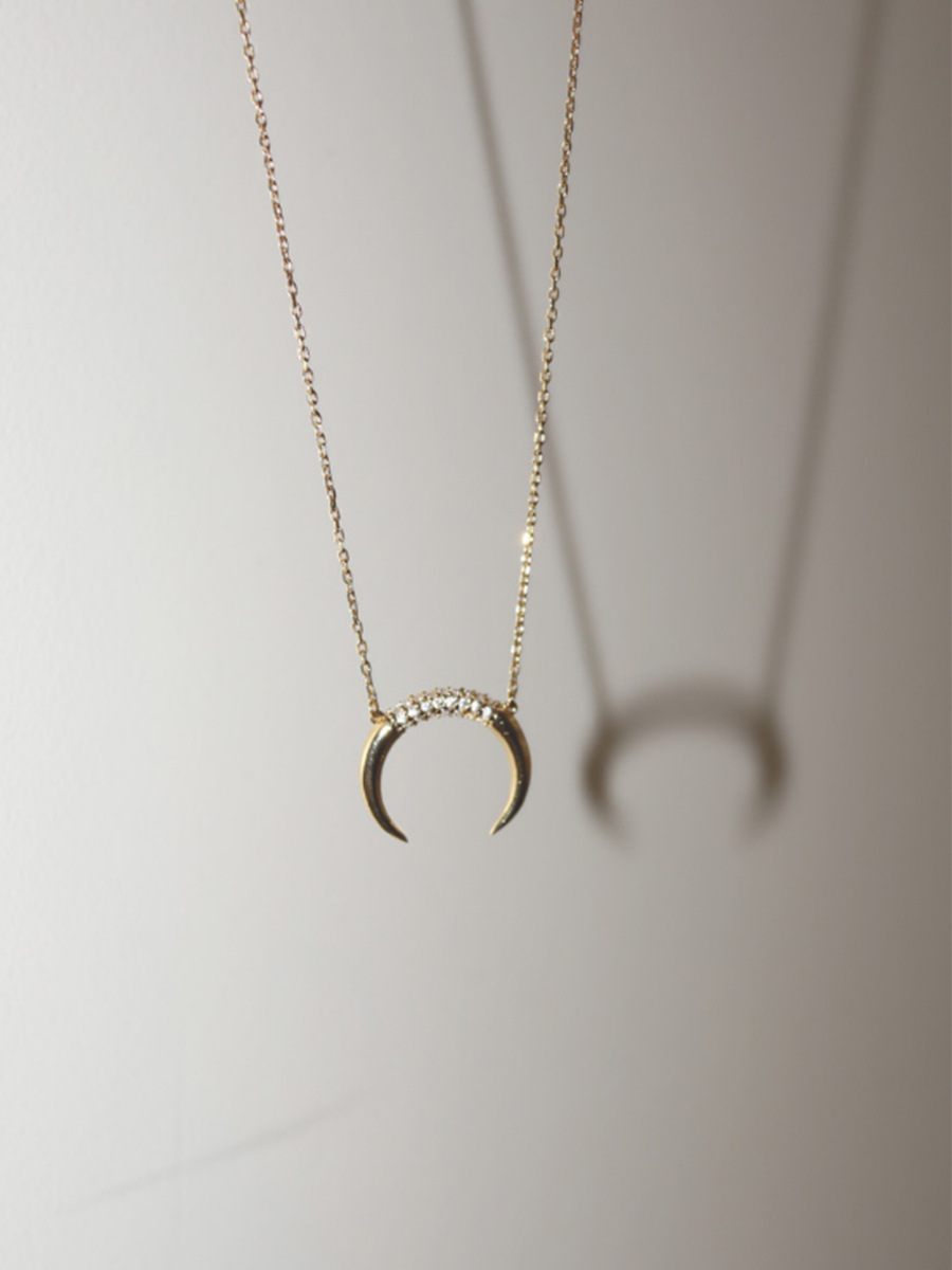 Basic Mond Sterling Silber Überzug Halskette Mit Anhänger display picture 2