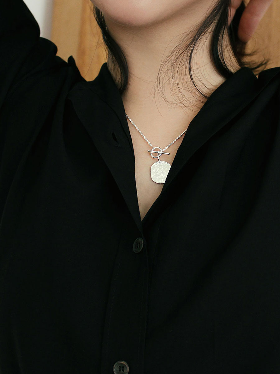 Basic Einfarbig Sterling Silber Halskette Mit Anhänger In Masse display picture 5