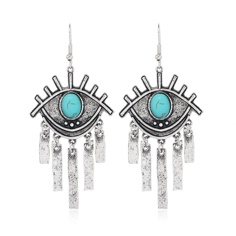 Wholesale Jewelry Retro Eye Alloy Turquoise Drop Earrings display picture 1