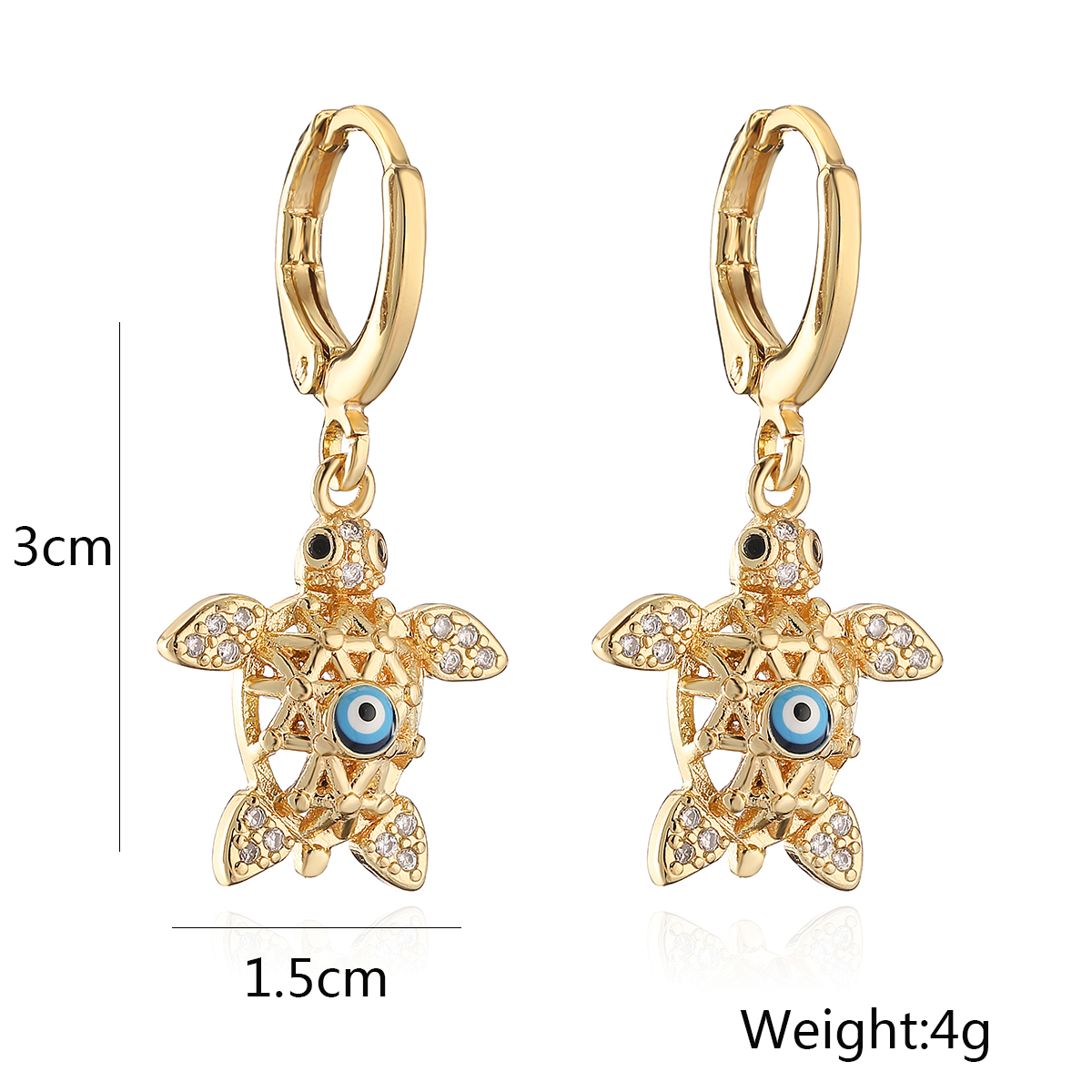 1 Pair Sweet Tortoise Bee Plating Inlay Copper Zircon 18k Gold Plated Drop Earrings display picture 1