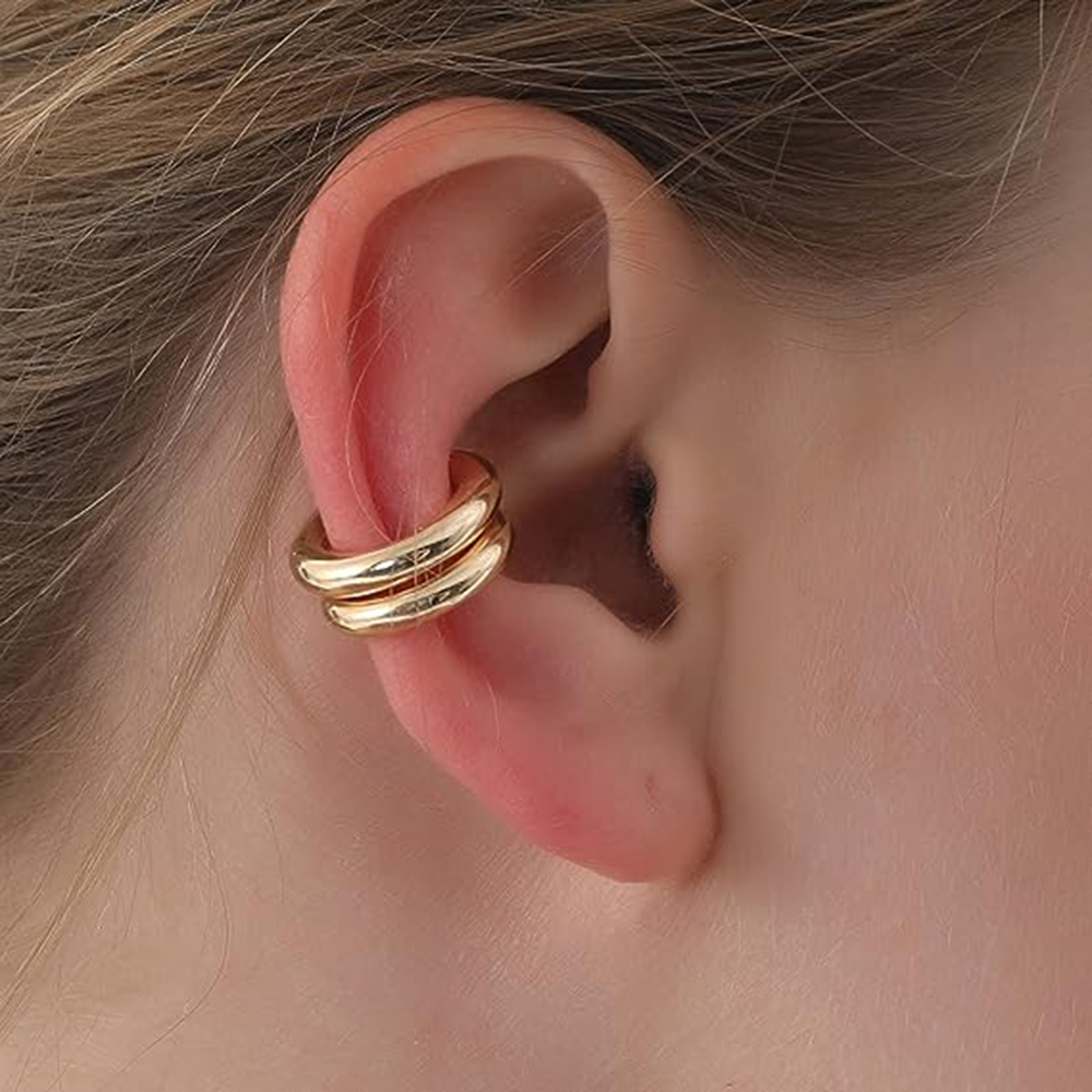 1 Pair Ig Style Simple Style C Shape Plating Stainless Steel 18k Gold Plated Ear Cuffs display picture 2
