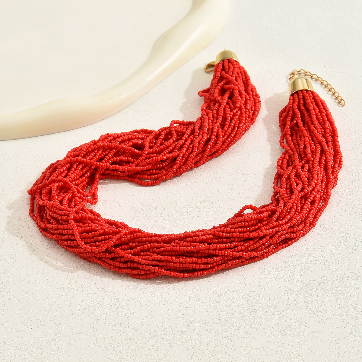 Ethnic Style Romantic Solid Color Round Plastic Seed Bead Beaded Chain Women's Layered Necklaces Sweater Chain display picture 2