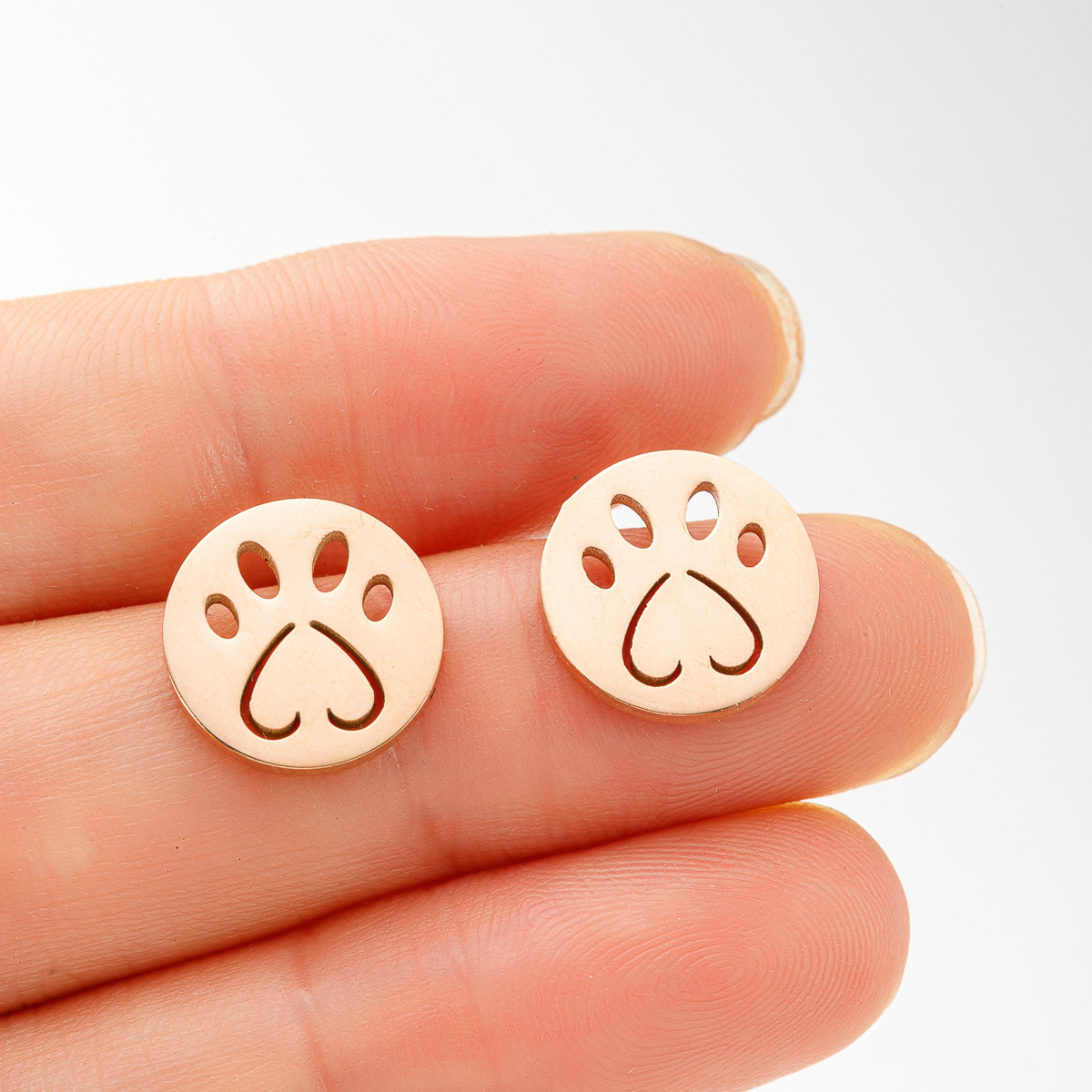 1 Pair Sweet Simple Style Paw Print Plating Stainless Steel 18k Gold Plated Ear Studs display picture 6