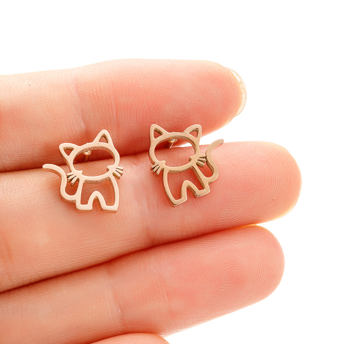 1 Pair Cute Sweet Animal Polishing Plating Stainless Steel 18k Gold Plated Ear Studs display picture 6