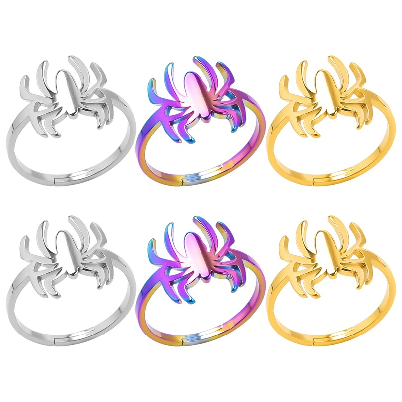 Gothic Cool Style Spider Stainless Steel Unisex Open Rings display picture 1