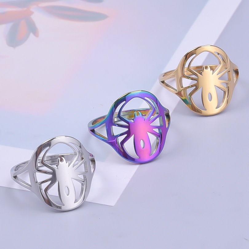 Streetwear Cool Style Spider Stainless Steel Unisex Rings display picture 2