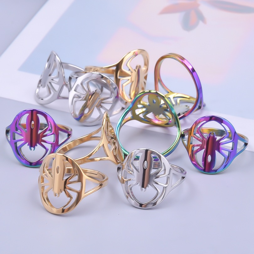 Streetwear Cool Style Spider Stainless Steel Unisex Rings display picture 3