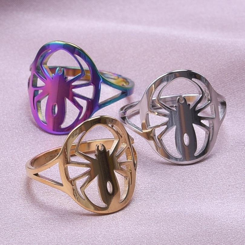 Streetwear Cool Style Spider Stainless Steel Unisex Rings display picture 4