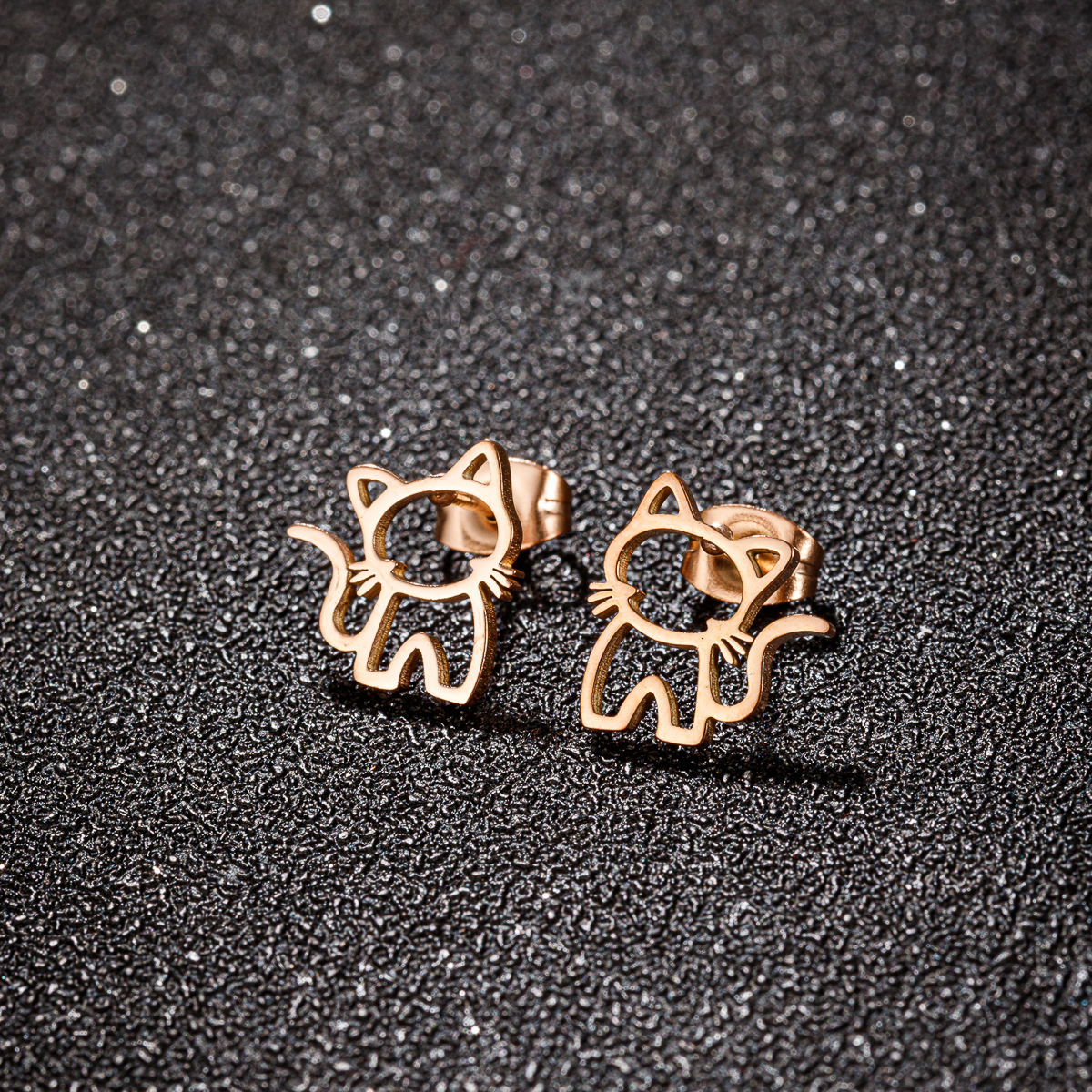 1 Pair Cute Sweet Animal Polishing Plating Stainless Steel 18k Gold Plated Ear Studs display picture 9