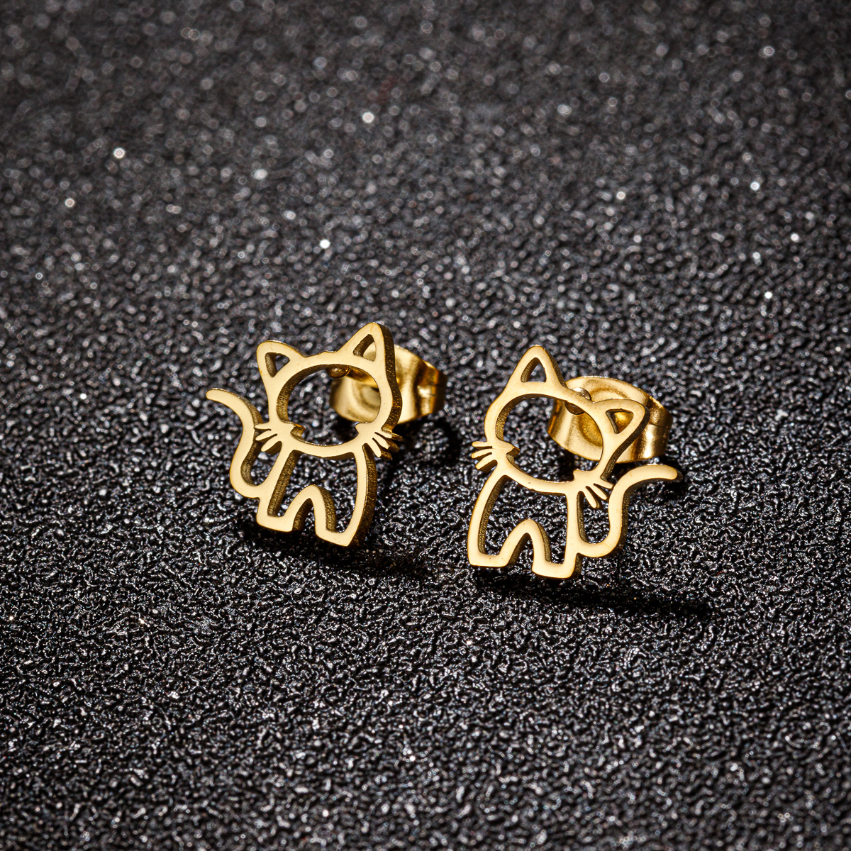 1 Pair Cute Sweet Animal Polishing Plating Stainless Steel 18k Gold Plated Ear Studs display picture 8