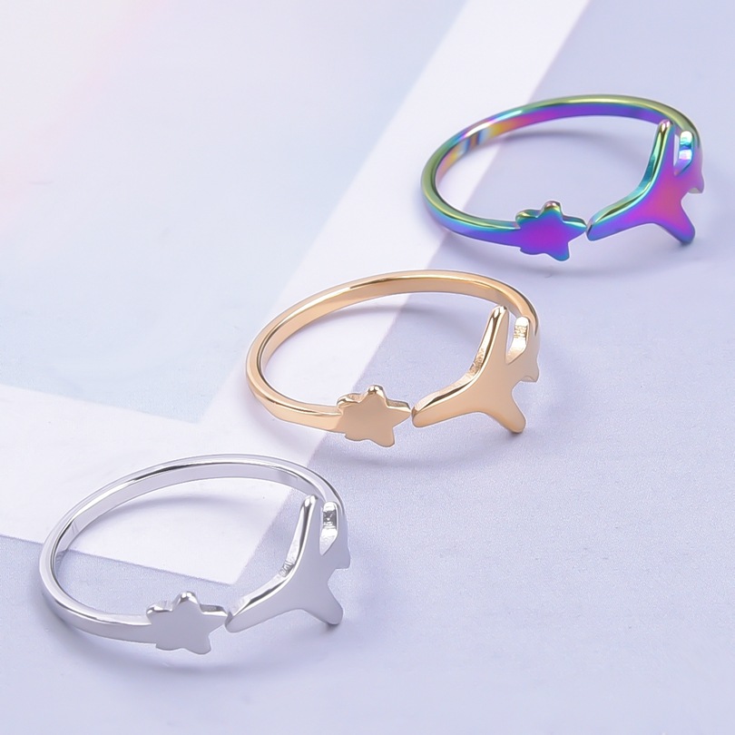 Basic Simple Style Airplane Stainless Steel Unisex Open Rings display picture 2