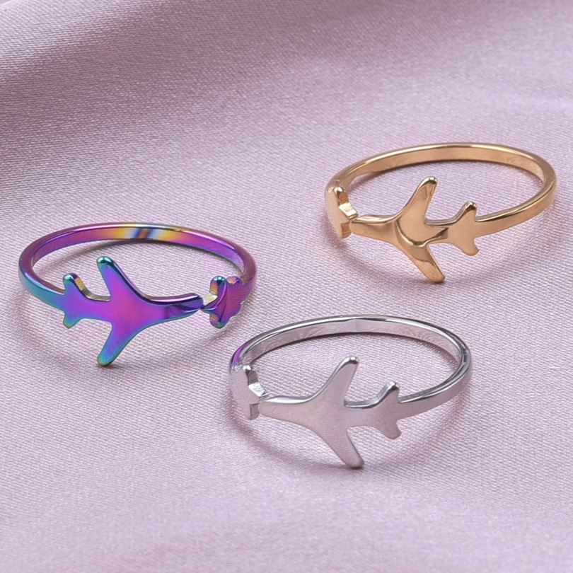 Basic Simple Style Airplane Stainless Steel Unisex Open Rings display picture 4