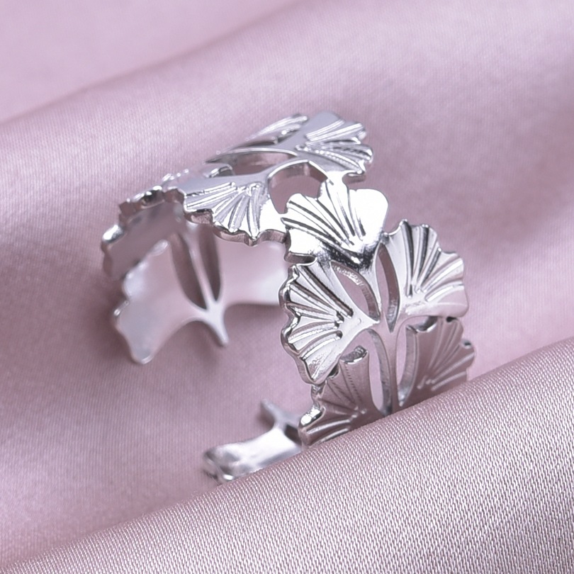 Casual Rock Modern Style Leaves Stainless Steel Plating Unisex Open Rings display picture 15