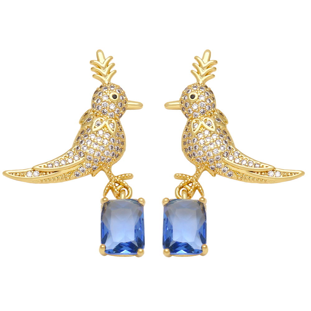 1 Pair Simple Style Bird Plating Inlay Copper Zircon 18k Gold Plated Drop Earrings display picture 5