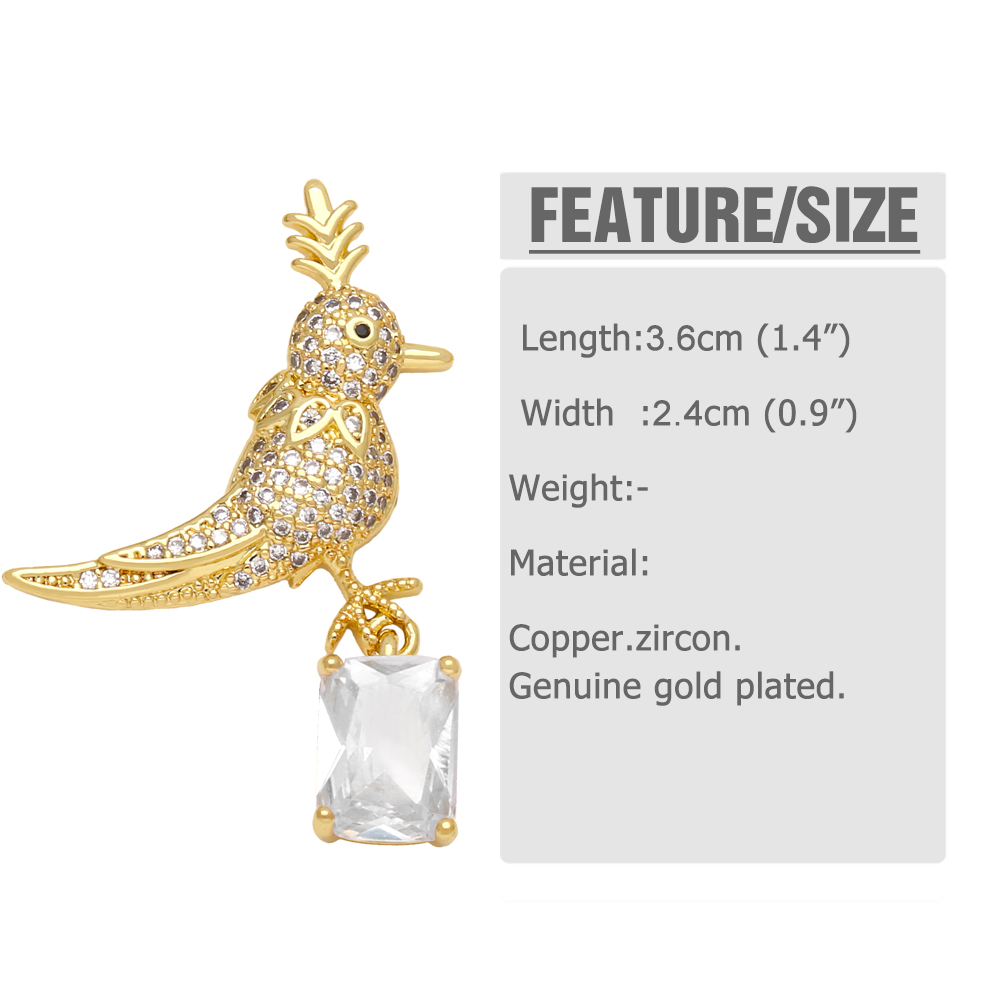 1 Pair Simple Style Bird Plating Inlay Copper Zircon 18k Gold Plated Drop Earrings display picture 1