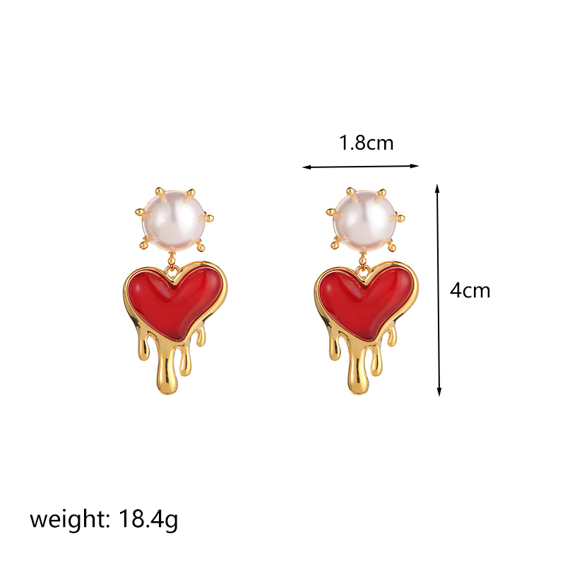 1 Pair Elegant Fashion Heart Shape Plating Copper Resin 18k Gold Plated Drop Earrings display picture 2