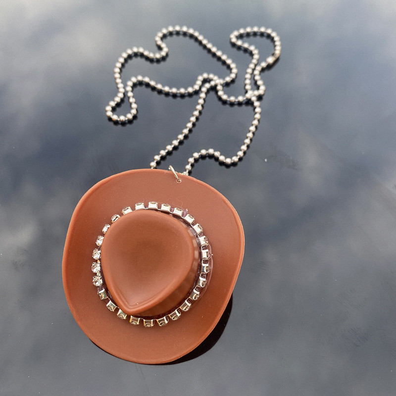 Cowboy Style Hat Mixed Materials Inlay Rhinestones Unisex Pendant Necklace display picture 14