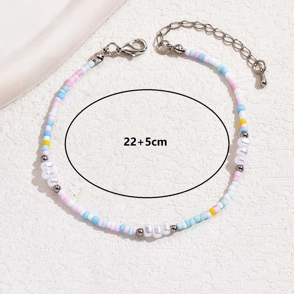Hawaiian Vacation Multicolor Plastic Ferroalloy Beaded Plating Chain White Gold Plated Women's Anklet display picture 1