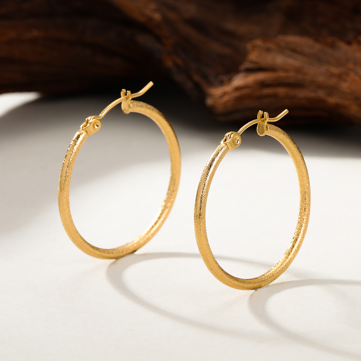 1 Pair Casual Vacation Simple Style Circle Plating 201 Stainless Steel 18K Gold Plated Hoop Earrings display picture 5