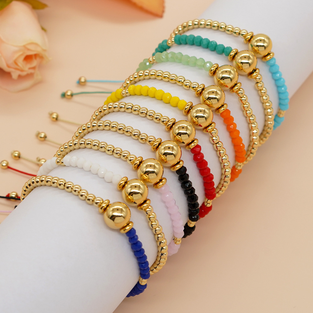 Bohemio Bloque De Color Cristal Artificial Con Cuentas Hecho A Mano Unisexo Pulsera display picture 1