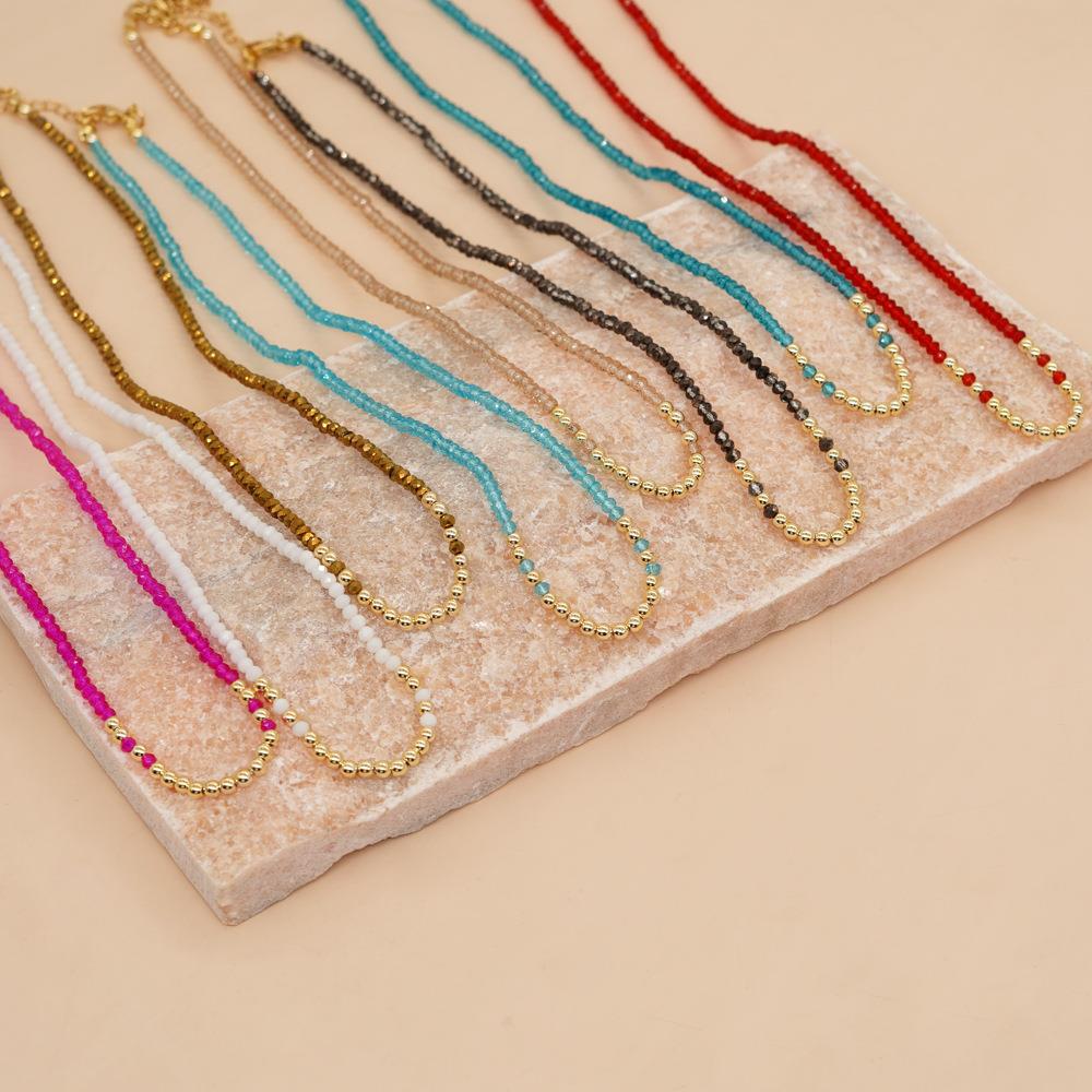 Bohemian Solid Color Artificial Crystal Beaded Knitting Women's Necklace display picture 2