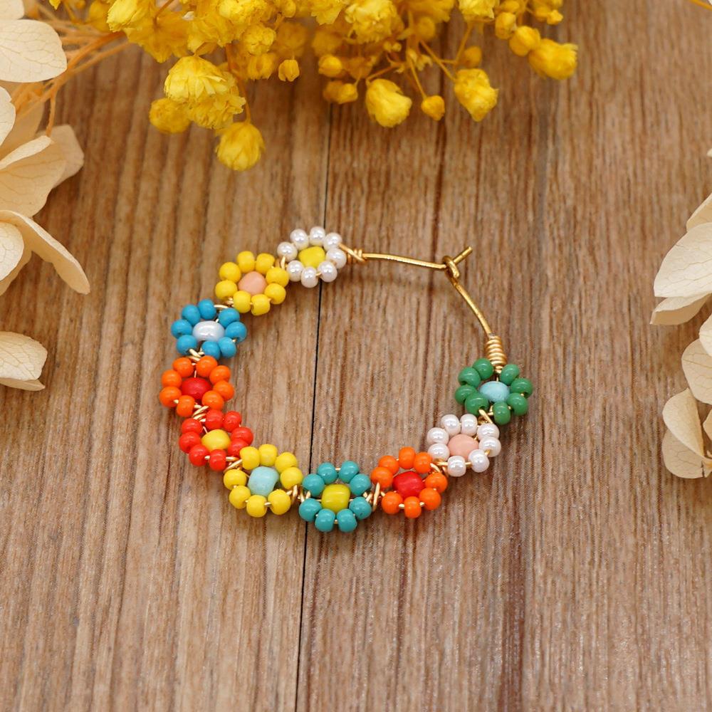 1 Par Bohemio Flor Con Cuentas Pendientes De Aro display picture 4