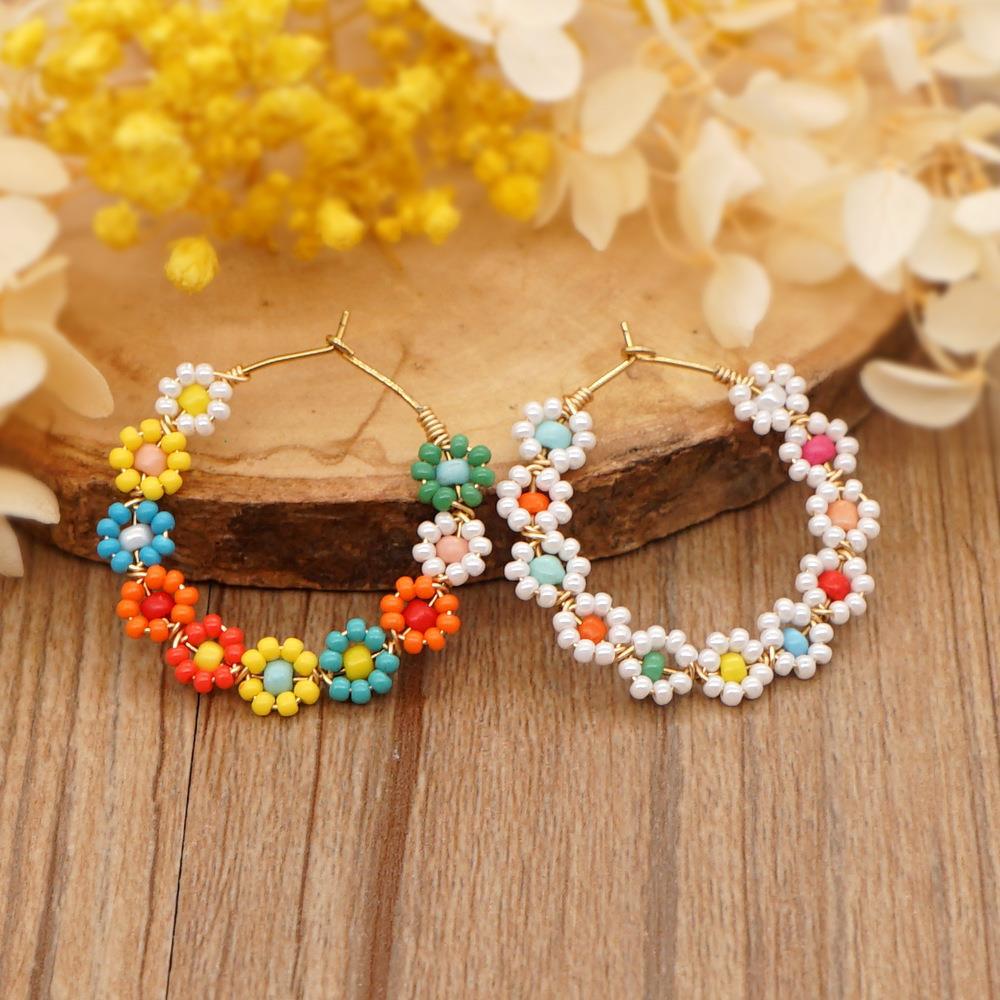 1 Par Bohemio Flor Con Cuentas Pendientes De Aro display picture 5