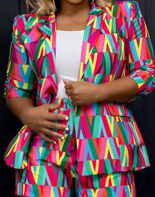 Women's Coat Long Sleeve Blazers Printing Pocket Business Printing display picture 10