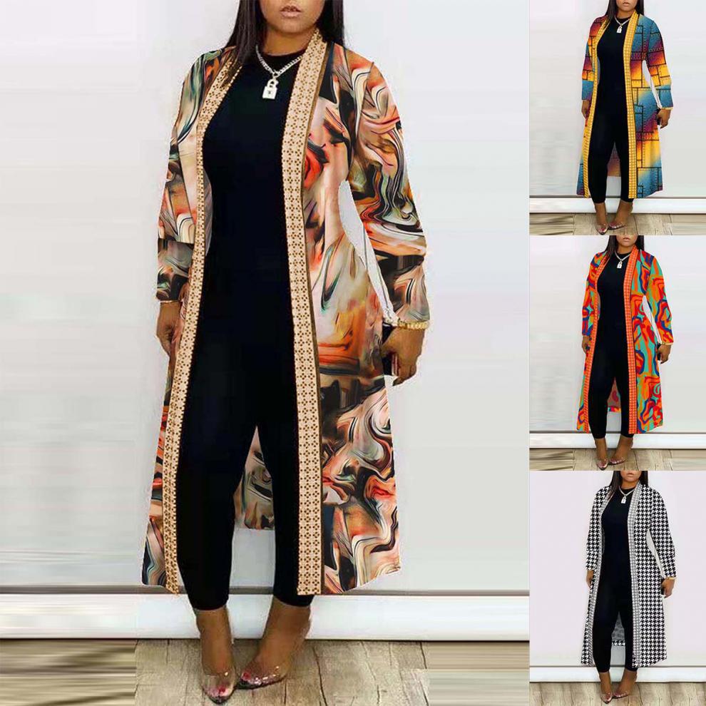 Women's Casual Printing Placket Coat display picture 1