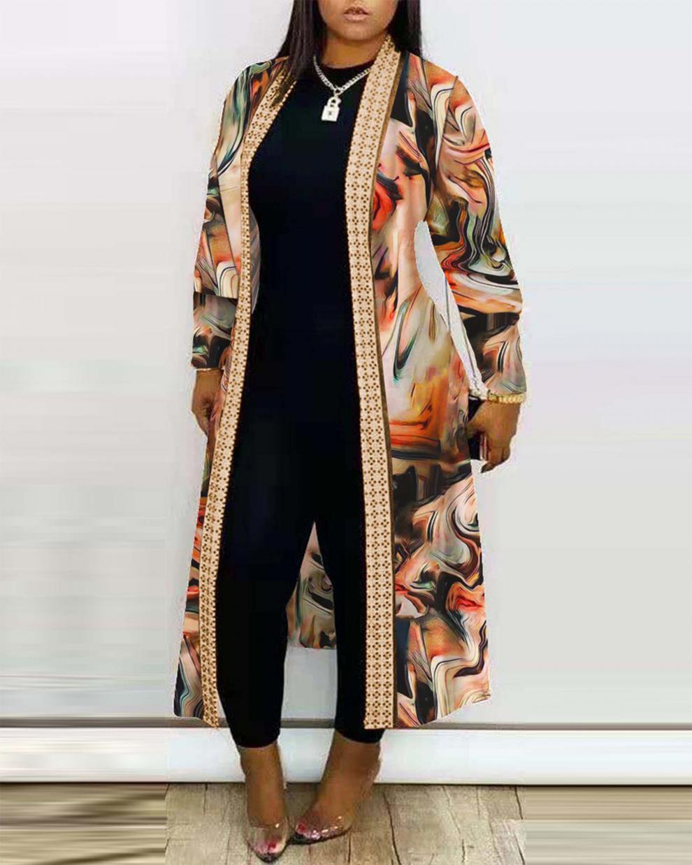 Women's Casual Printing Placket Coat display picture 3