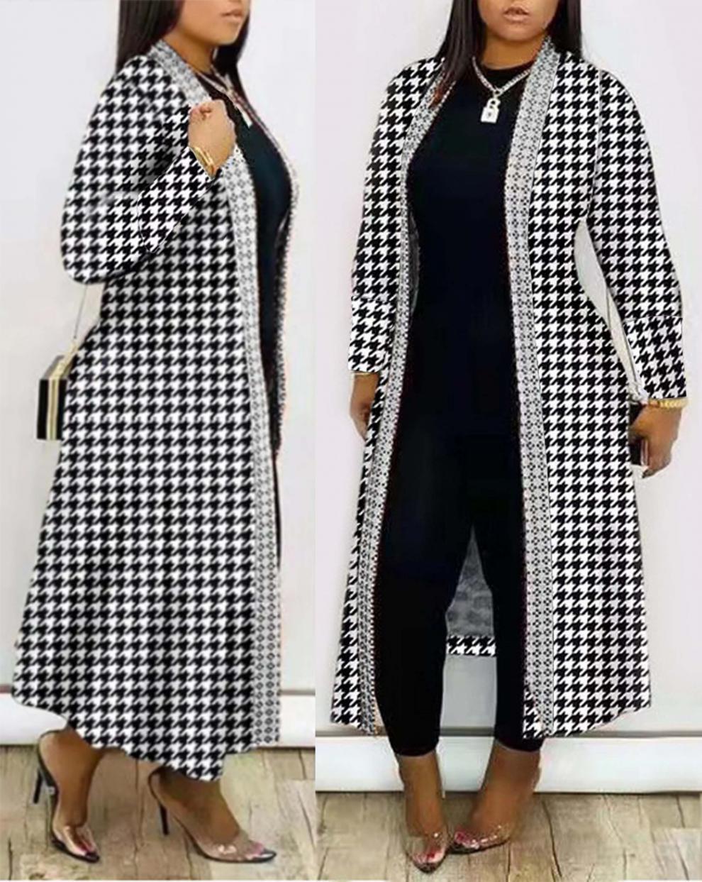 Women's Casual Printing Placket Coat display picture 5