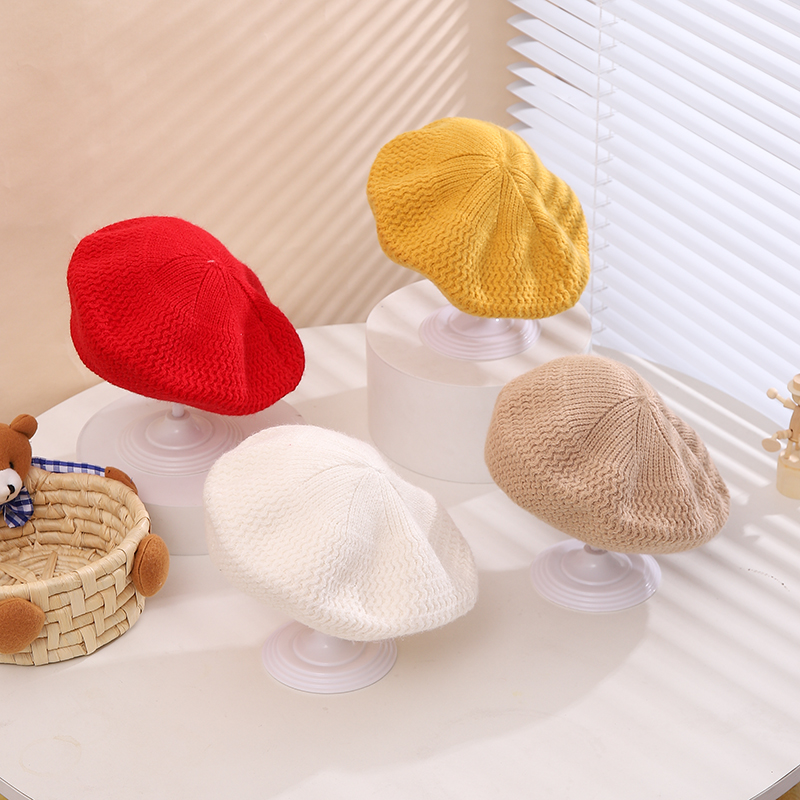 Children Unisex Cute Sweet Solid Color Knitted Beret Hat display picture 19