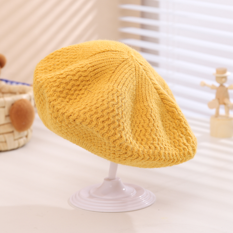 Children Unisex Cute Sweet Solid Color Knitted Beret Hat display picture 6