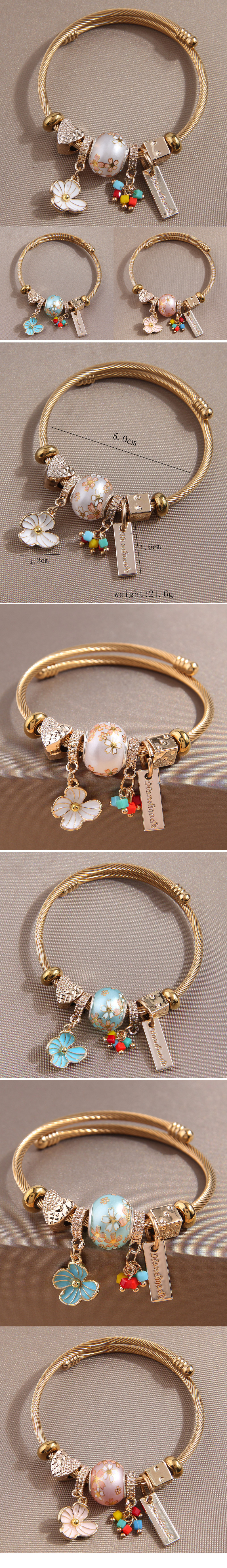 Modern Style Flower Alloy Steel Bangle display picture 1